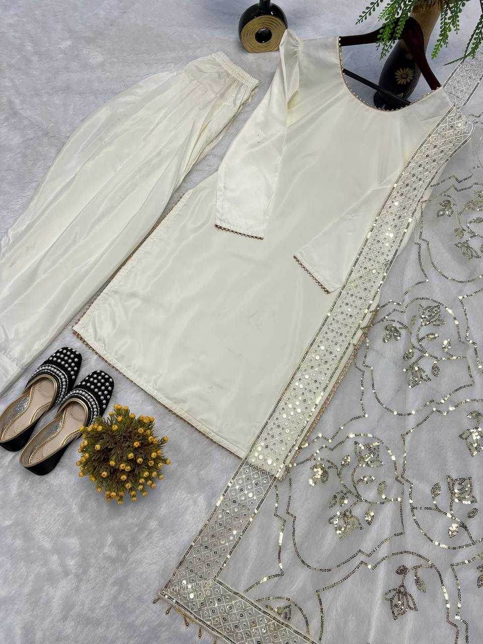 Crepe Silk Ladies Party wear Designer Suit - MYLUXURY LANE ENTERPRISE